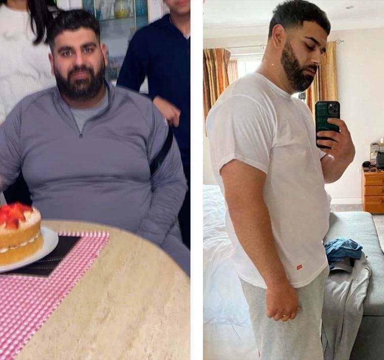 Client progress comparison: Progress from 115 kg to 101.5 kg