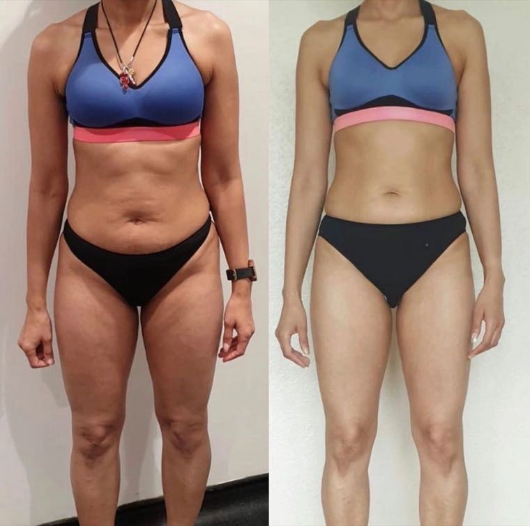Before and after photos of Rav, a client whose coaching moved online during lockdown