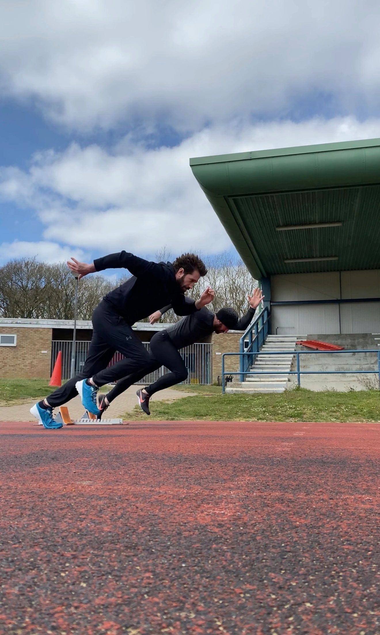 Alexandros and a training partner practising sprint starts