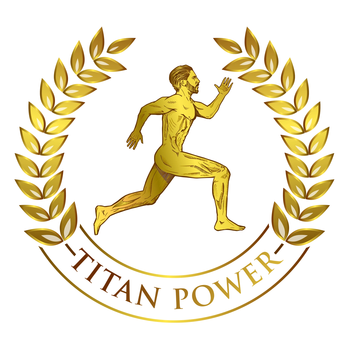 Titan Power gold logo inspired by Ancient Greek heritage